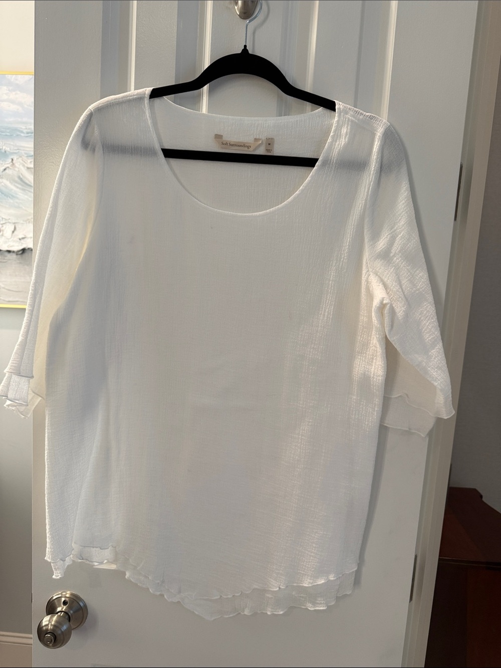 Soft Surroundings White Scoop Neck Tunic Top